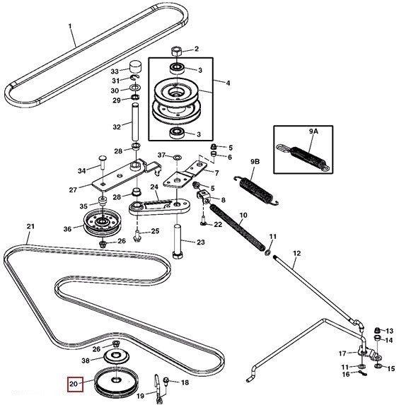 John Deere Transmission Idler (AM106627) for X320, Z225 ...