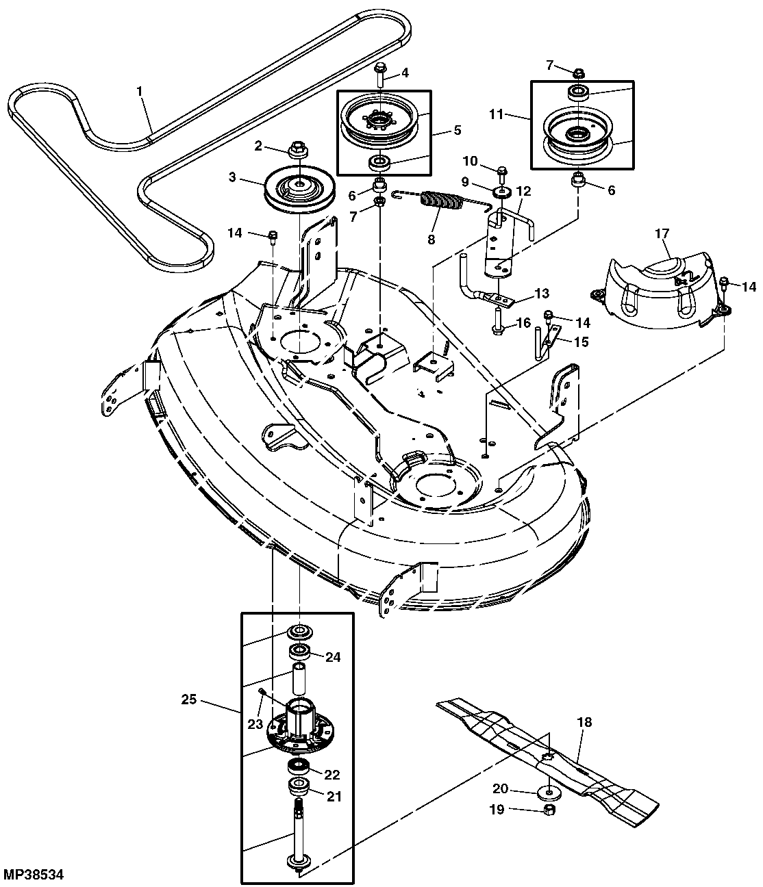 John Deere Z225 Parts Diagram - Heat exchanger spare parts