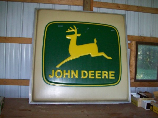 143: Lighted John Deere 2 Legged Deere Tractor Sign : Lot 143