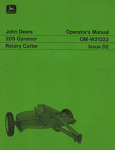 JOHN DEERE 205 GYRAMOR ROTARY CUTTER OPERATOR'S MANUAL ...