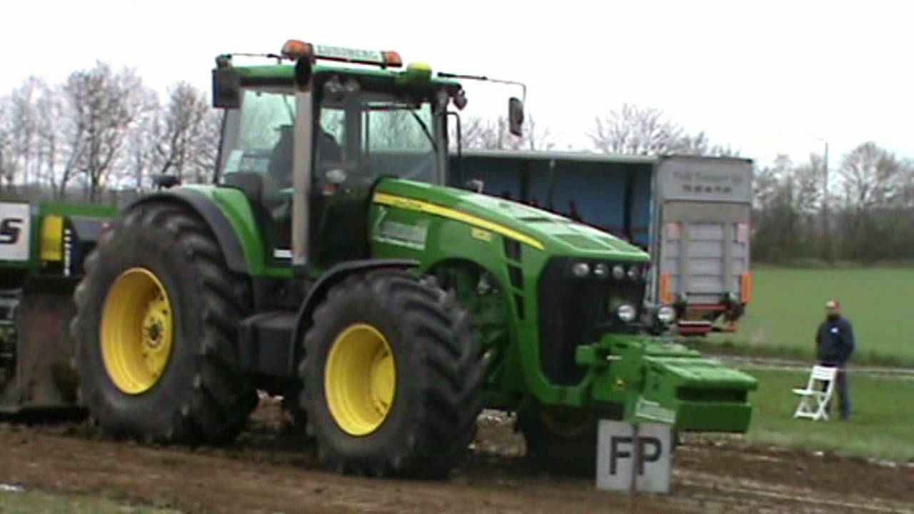 John Deere 8530 tractor pulling 28/4 2012 Denmark - YouTube