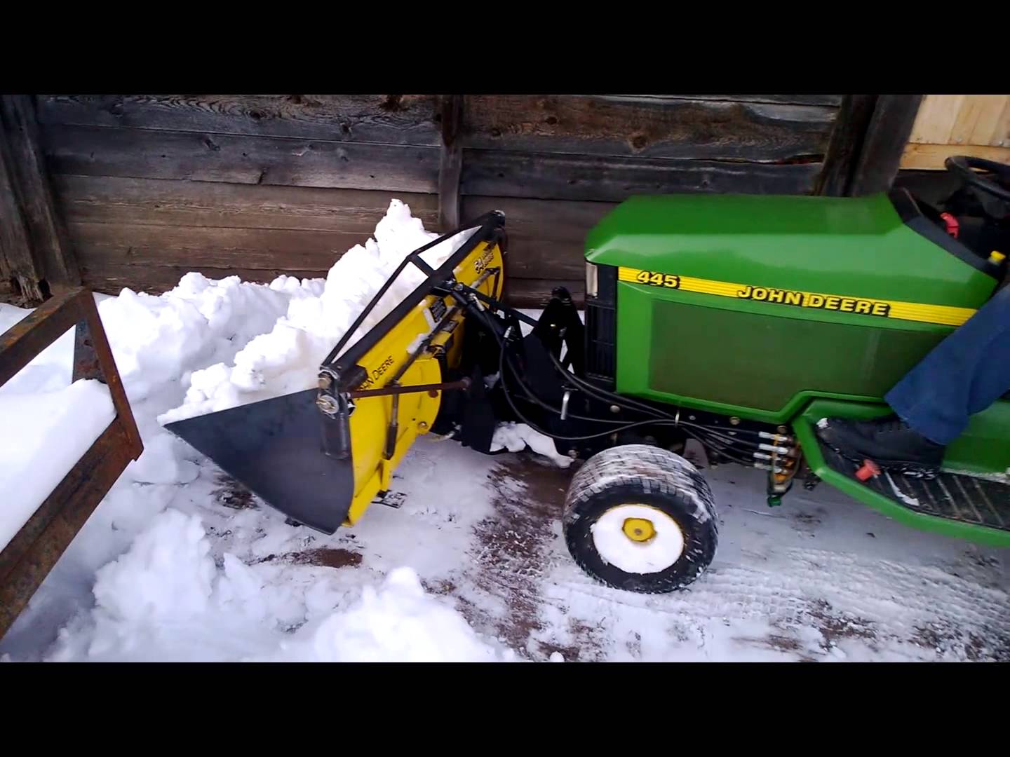 John Deere 54 Plow Bucket in the snow - YouTube