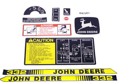 John Deere 332 Tractor Decal Kit