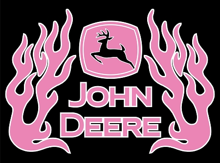 John Deere Pink Flames Vinyl Die-Cut Decal / Sticker * 4 Sizes