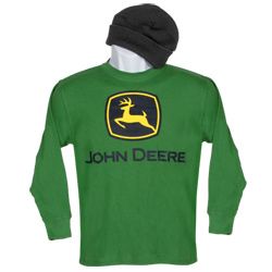Youth Classic Green John Deere Logo Long Sleeve Thermal Shirt with ...