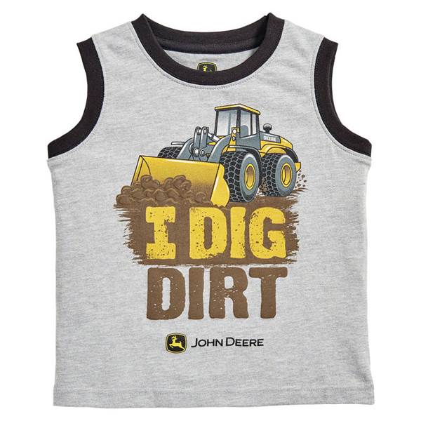 John Deere Toddler Boy's Heather Grey I Dig Dirt Muscle Tee