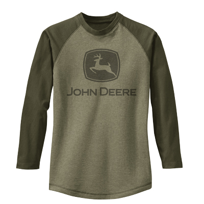 ... John Deere Adult T-Shirts > John Deere Heathered Longsleeved Raglan T