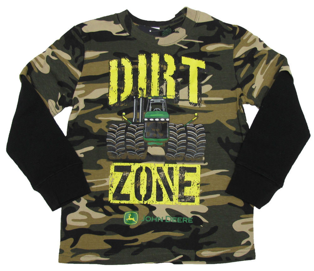 John Deere Boys Dirt Zone Tee Shirt Green Camo Long Sleeve T-shirt ...