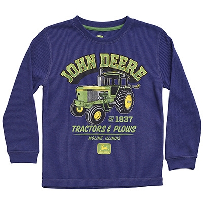 John Deere Boy's Navy Tractors & Plows Thermal Long Sleeve Shirt ...