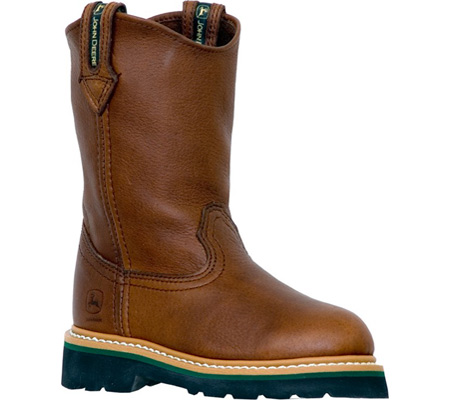 Childrens John Deere Boots Leather Wellington 2113 - Brown Walnut ...