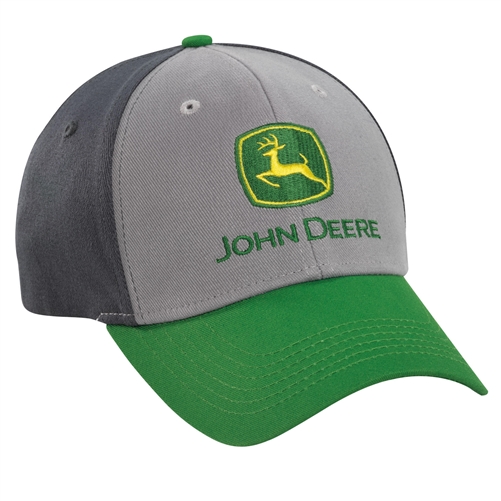 John Deere Men's Gray Colorblock Stretch Fitted Cap | WeGotGreen.com