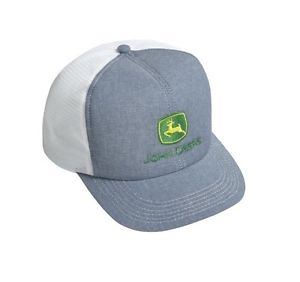 JOHN DEERE Denim & White *TRADEMARK* Traditional Flat Bill CAP HAT *BRAND NEW* | eBay