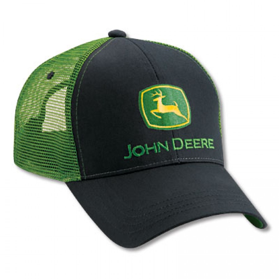 John Deere Black Hat with Green Mesh | RunGreen.com
