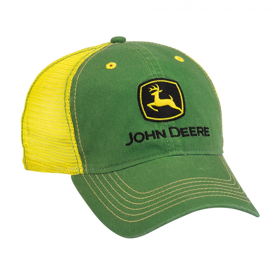 John Deere Mens Hat - Classic Green and Yellow Flex-Fit | RunGreen.com