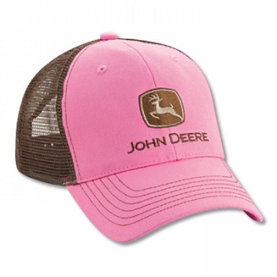 John Deere Pink/Chocolate Mesh Back Hat | RunGreen.com