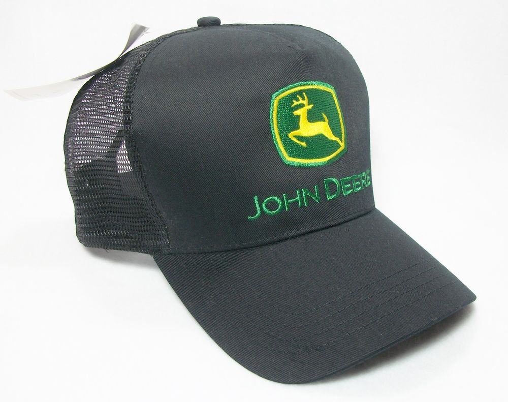 John Deere HAT Discontinued Vintage Trucker Style Snapback Mesh Black Farm Cap | eBay