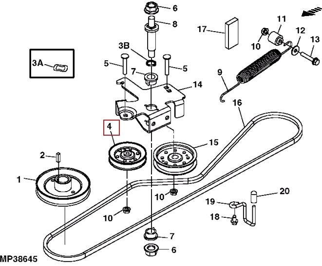 John Deere Transmission Idler (AM134500) for Z425 and Z445 ...