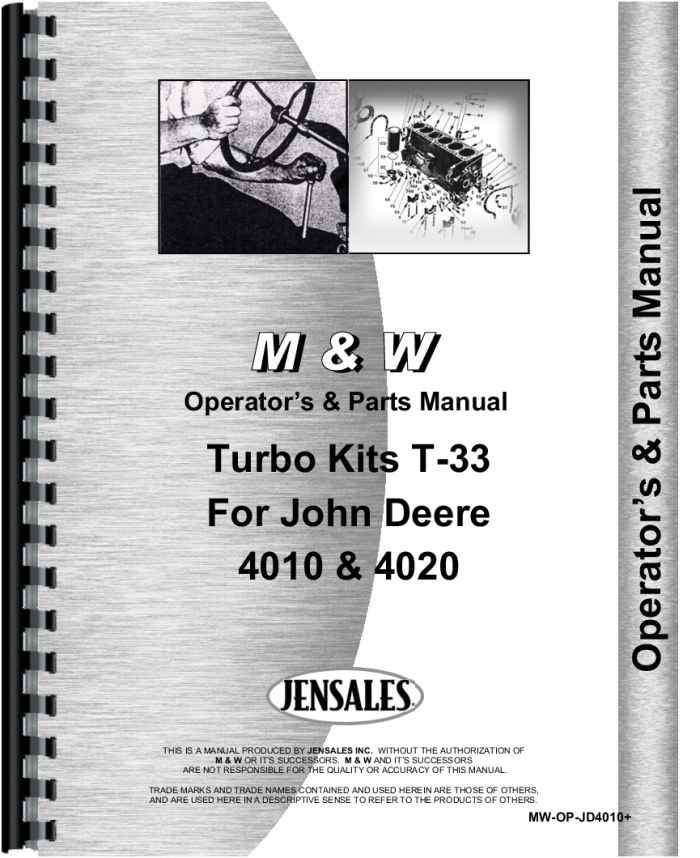 John Deere 4020 Tractor Turbo Kit Operators & Parts Manual