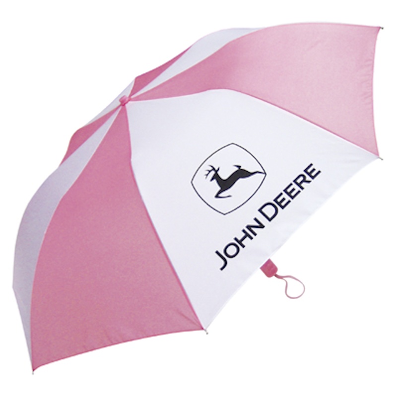 John Deere Pink and White Full Size Travel Umbrella