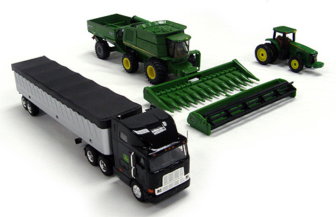 John Deere 1:64 Scale Harvesting Equipment Toy Set