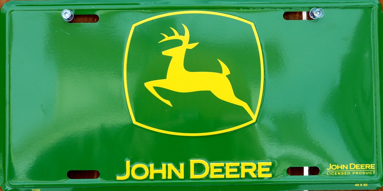 John Deere Logo Metal License Plate Tractor Farm Equipment Garage ...