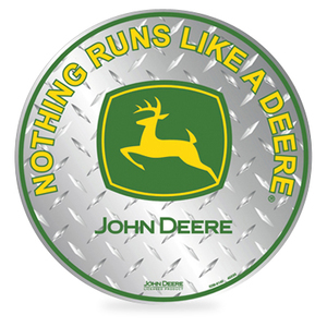 John Deere Round Diamond Plate Metal Sign