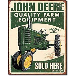 John Deere Quality Farm Equipment Green Tractor Distressed Retro ...