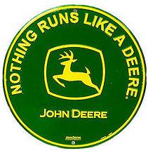 John Deere Round Metal Sign with Yellow Trim JD-60061 JD-60061