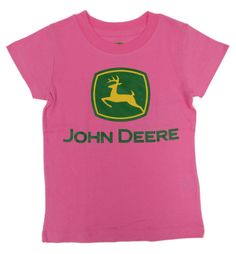 John Deere Pink S/S Tee Shirt with Running Deere Logo