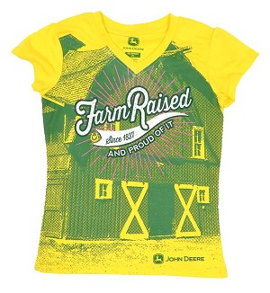 ... John Deere Kids Clothing > John Deere Farm Raised Girls V-Neck T-Shirt