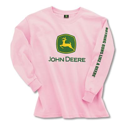 John Deere Youth Girl's Light Pink Logo Long Sleeve Shirt | WeGotGreen ...