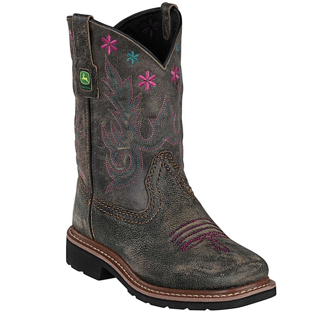 for your little girl by John Deere. Dark Brown Leather boot with pink ...