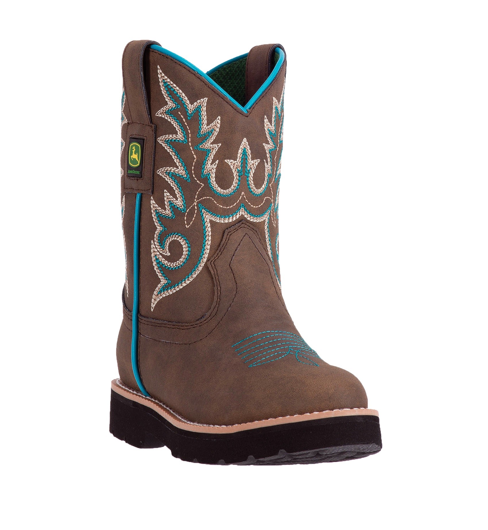 John Deere Children's Distressed/Turquoise Round Toe Boots JD2032 by ...