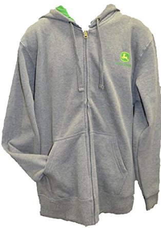 John Deere Mens Basic Logo Full Zip Hooded Sweatshirt Gray at Amazon ...
