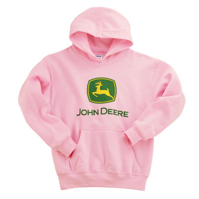 John Deere Youth Girl's Pink Logo Hooded Sweatshirt | WeGotGreen.com