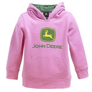 John Deere Toddler Girl's Pink Logo Hooded Sweatshirt | WeGotGreen.com