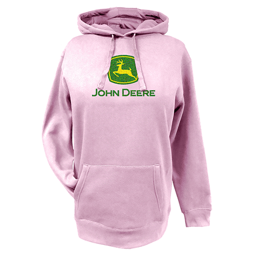 ... John Deere Adult Sweatshirts > John Deere Pink Glitter Logo Hooded
