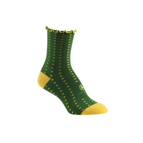 John Deere Green/Yellow 4-10 BBMP637 Ladies Polka Dot Socks Green