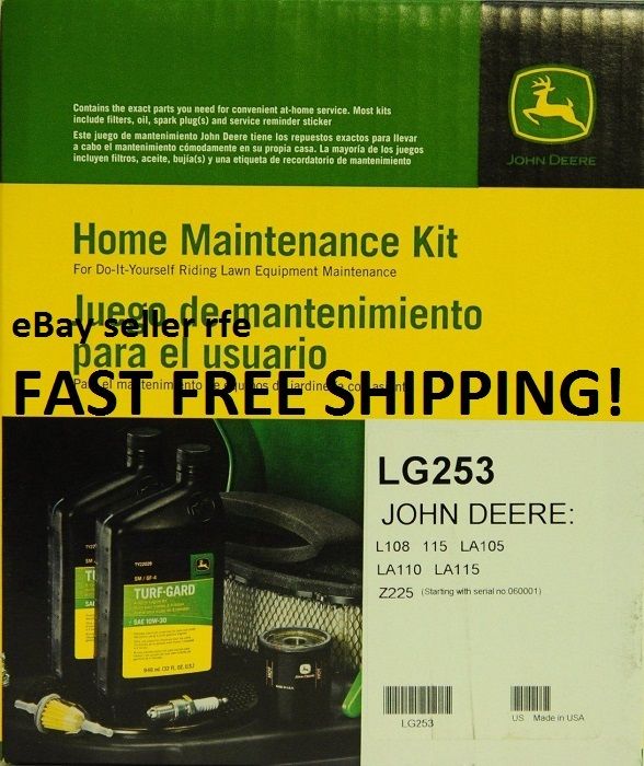 John Deere Home Maintenance Service Kit LG253 LA105 LA110 LA115 L108 ...