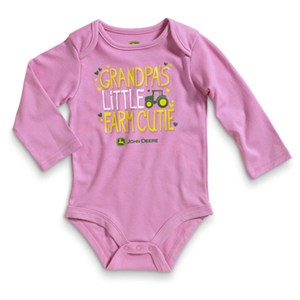 John Deere Infant Girl's Pink Farm Cutie Long Sleeve Onesie ...