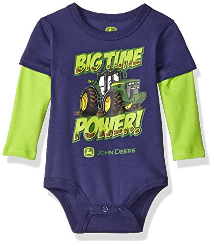 John Deere Boys' Big Time Power Bodyshirt, Navy/Lime Green, 3/6 Months