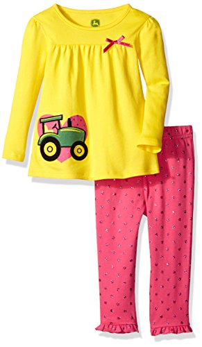 John Deere Girls' Heart Tractor Set, Yellow/Magenta, 9/12 Months