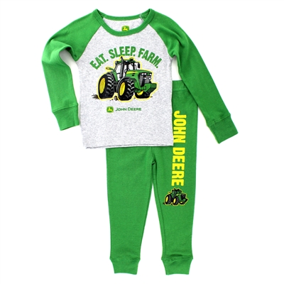 John Deere Infant Pajamas Set with Eat Sleep Farm on front