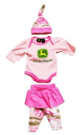 John Deere Baby Girls 3 Piece Layette Set Pink Camo: Clothing | One ...