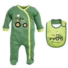 John Deere Infant Boy's Green Tractor Coverall Bib Set | WeGotGreen ...