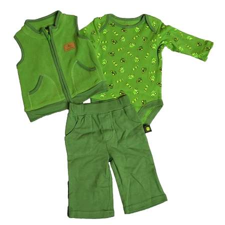 Ownza - John Deere 3 Piece Fleece Vest Layette Set | ThisNext