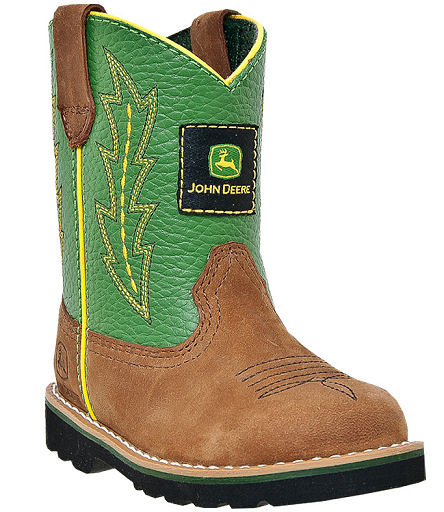 John Deere Boots Infant's Johnny Poppers Tan Crazy Horse With Green ...