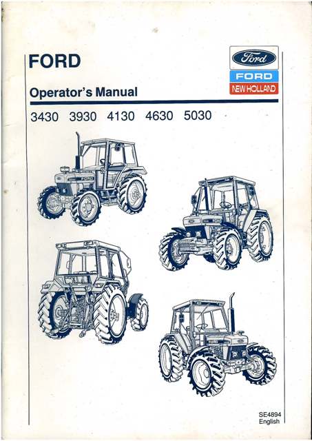 Ford New Holland Tractor 3430 3930 4130 4630 5030 Operators Manual