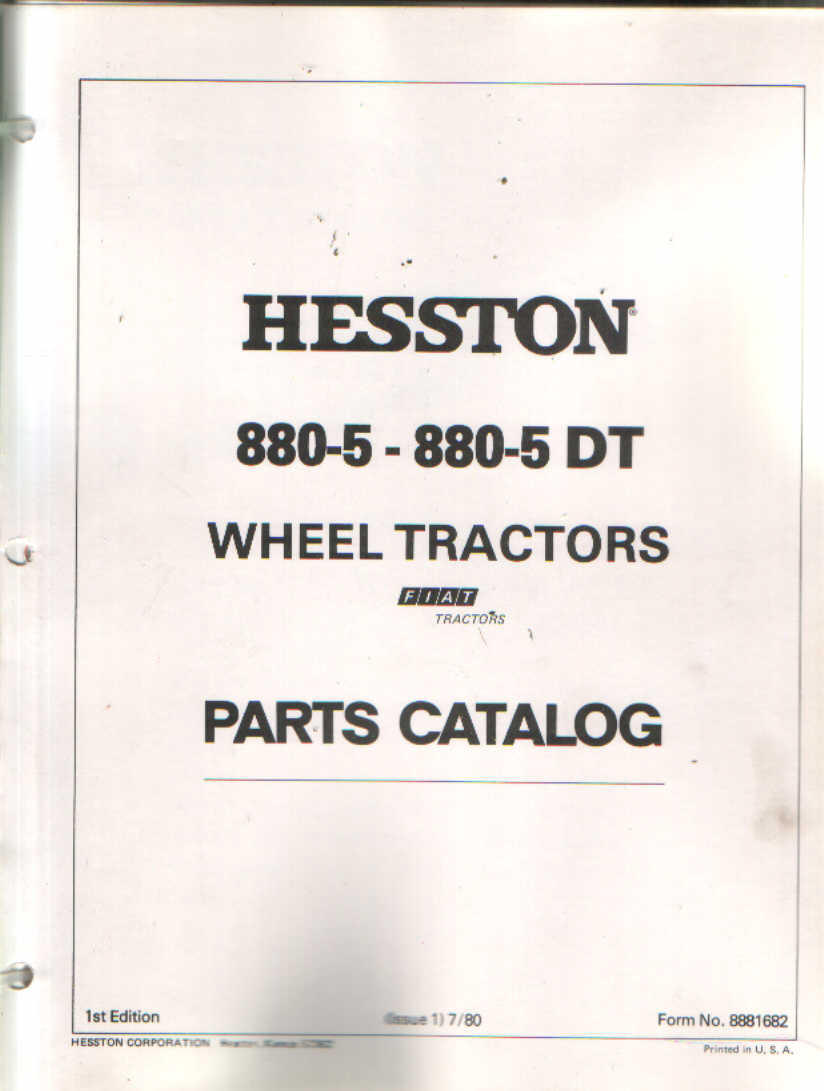 Hesston Fiat Tractor 880-5 & 880-5DT Parts Manual