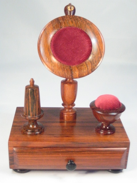 ... solid Brazilian Rosewood with drawer, pin cushion & ring holder | A62